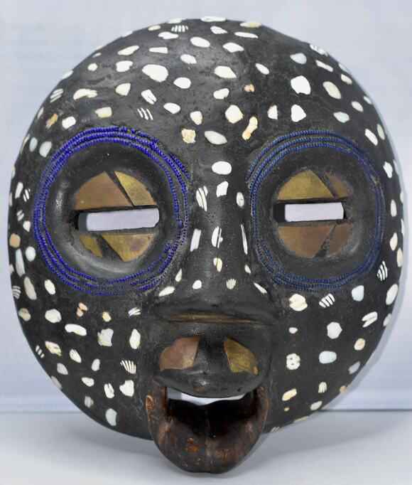 Unbranded Other - African Baluba Wood Brass Beaded Mask Luba Handmade Ceremonial Bantu Art
